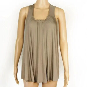 Vintage Y2K See by Chloe Boho Grey Ruffled Collar Tank Top